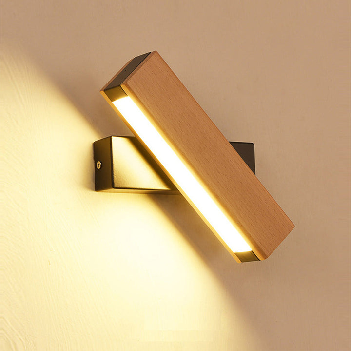 Retro Leselampe Holz | Drehbare LED Wandleuchte Schlafzimmer