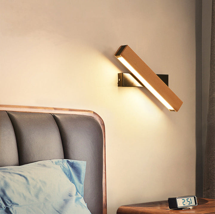 Retro Leselampe Holz | Drehbare LED Wandleuchte Schlafzimmer