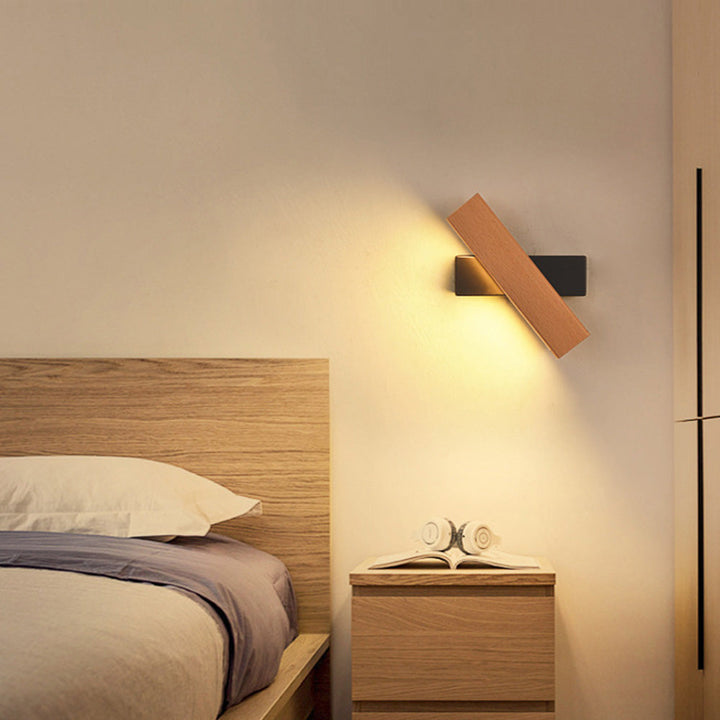 Retro Leselampe Holz | Drehbare LED Wandleuchte Schlafzimmer