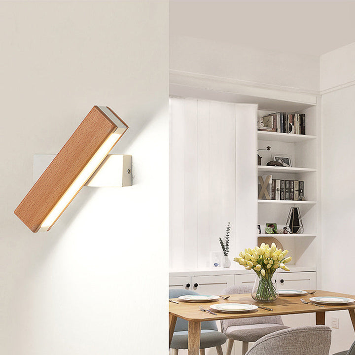 Retro Leselampe Holz | Drehbare LED Wandleuchte Schlafzimmer
