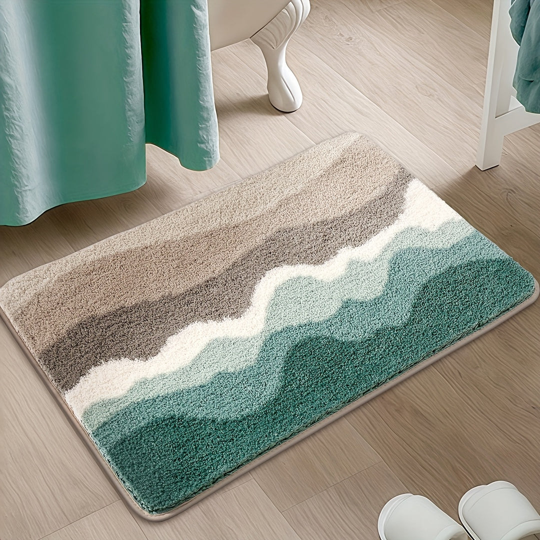 Bad Teppich | Fluffy Badematte mit Strandmuster