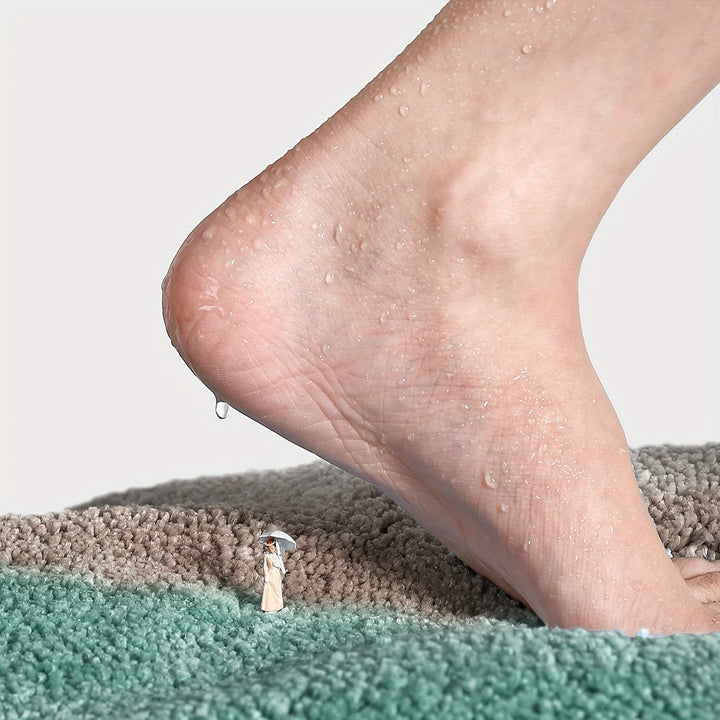 Bad Teppich | Fluffy Badematte mit Strandmuster
