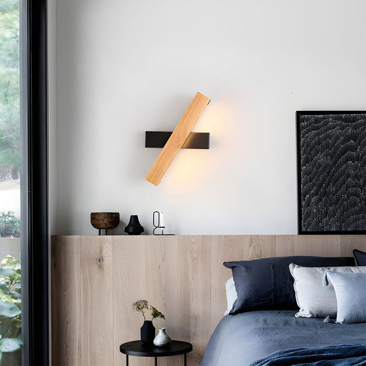 Retro Leselampe Holz | Drehbare LED Wandleuchte Schlafzimmer