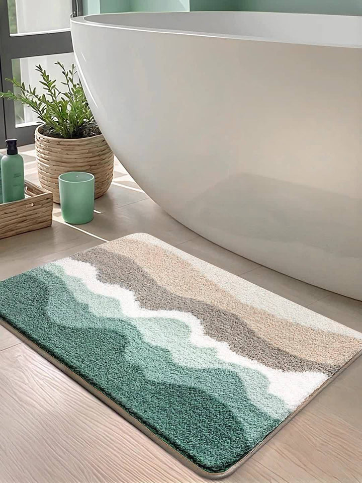 Bad Teppich | Fluffy Badematte mit Strandmuster