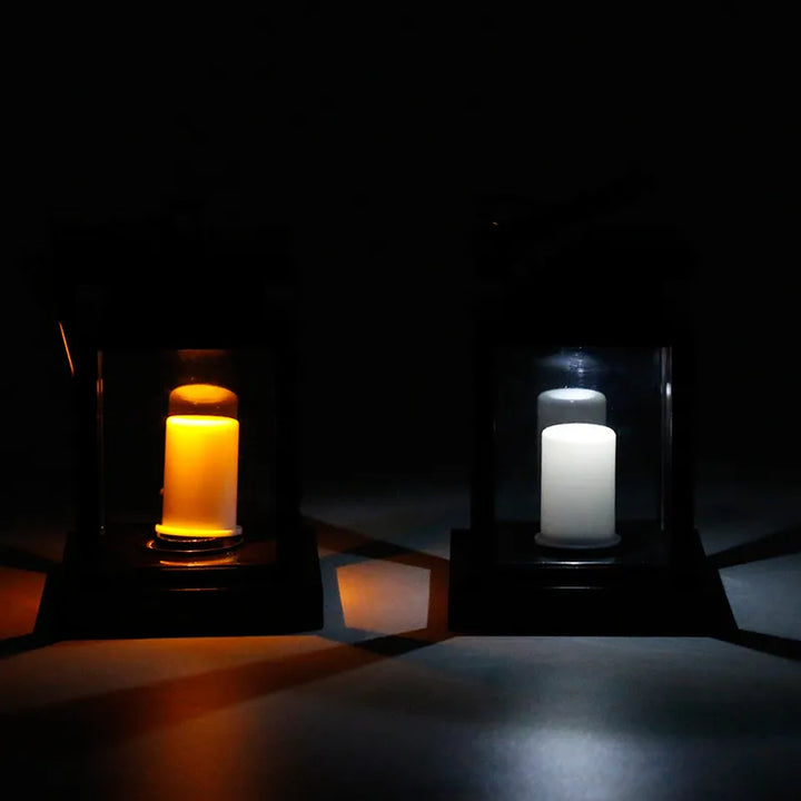 Tischleuchte | Solarbetriebene LED-Laterne im Retro-Design