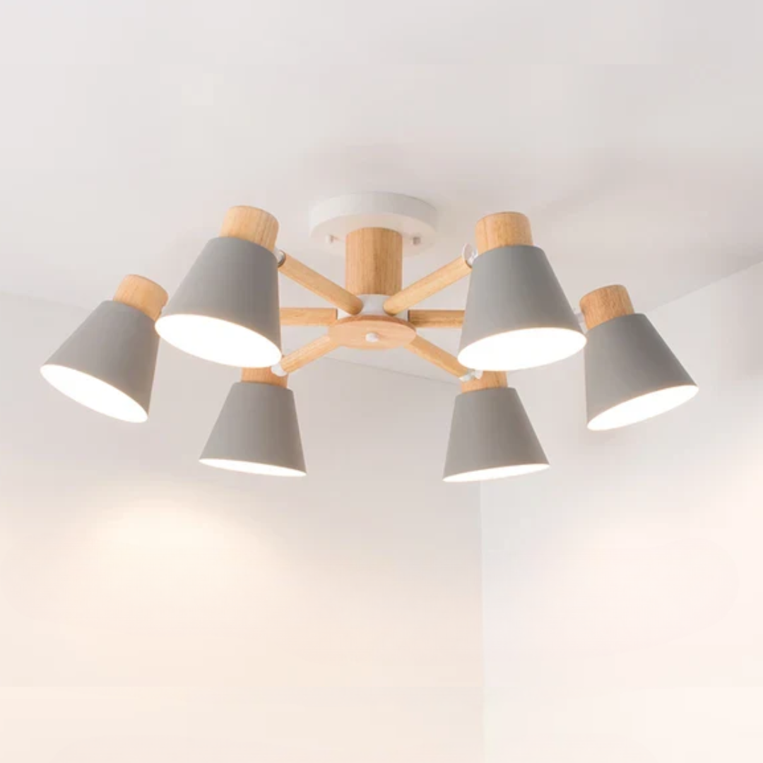 LED Deckenleuchte mit Holzrahmen