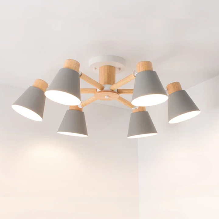 LED Deckenleuchte mit Holzrahmen