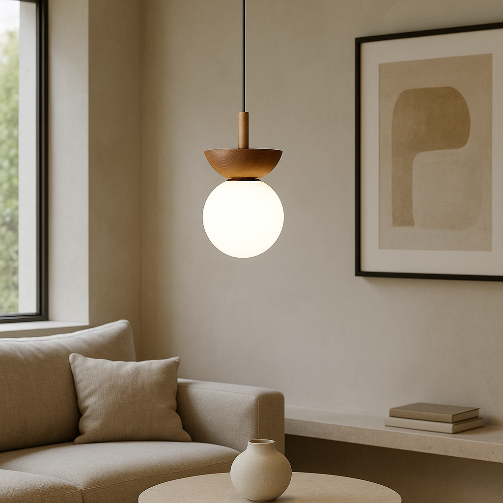Japandi Pendelleuchte | Minimalistisches Design Mit Holzakzent