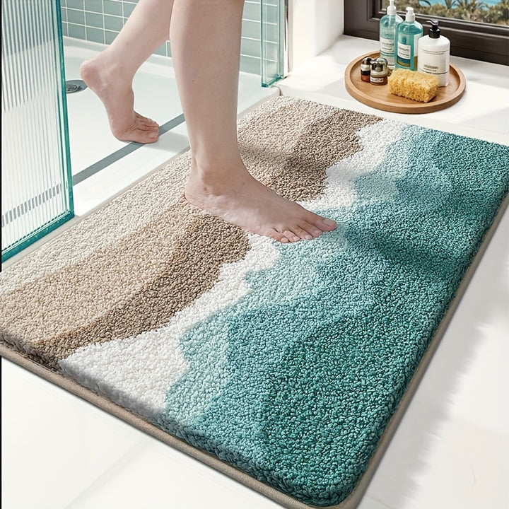 Bad Teppich | Fluffy Badematte mit Strandmuster