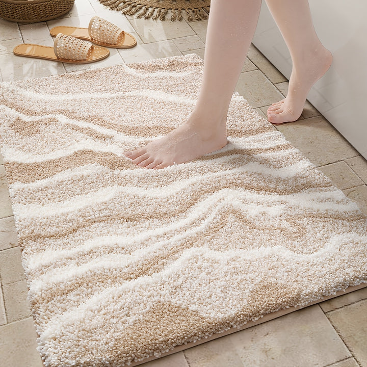 Bad Teppich | Fluffy Badematte Marmor Muster