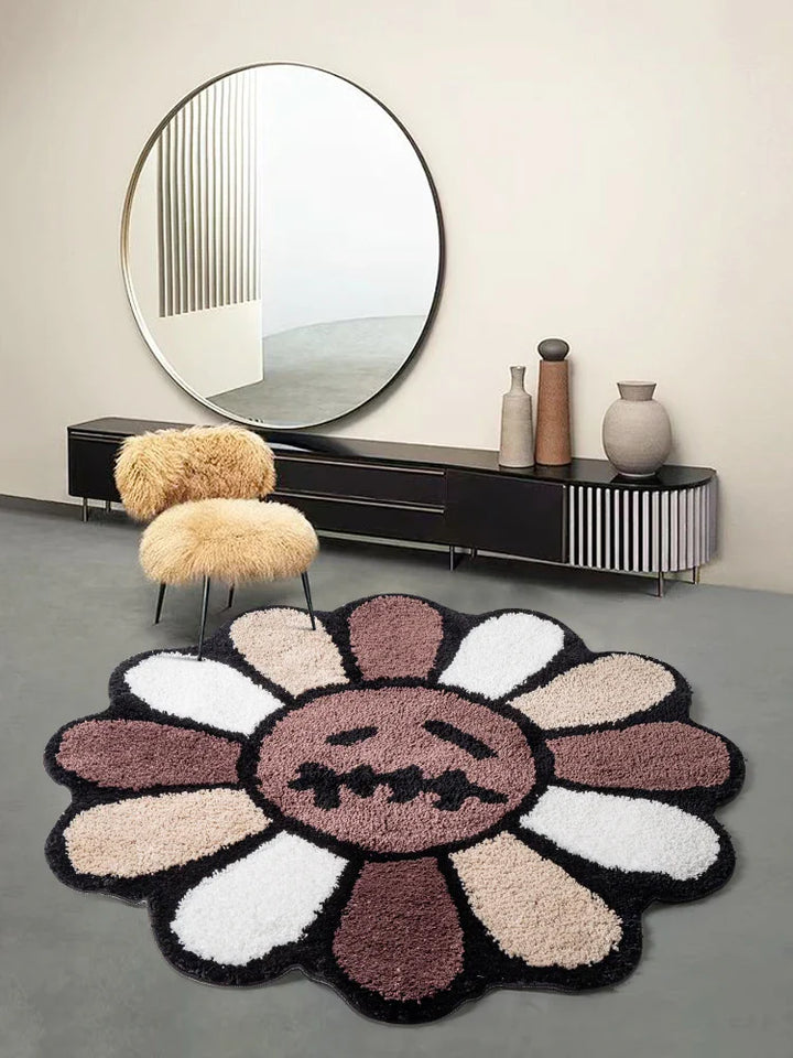 Teppich Wohnzimmer – Rutschfester Teppich mit Blumenmuster für Schlafzimmer und Wohnzimmer