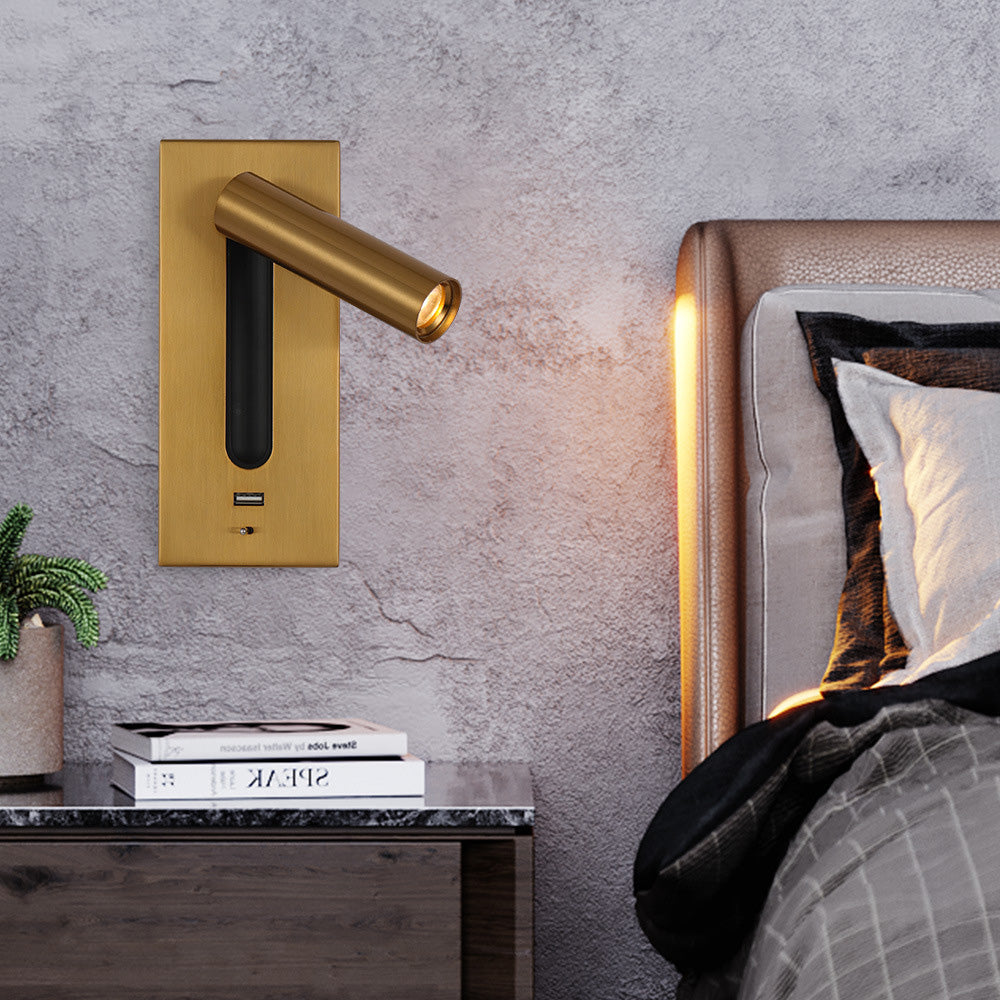 Wandmontierte USB Leselampe | Wiederaufladbar