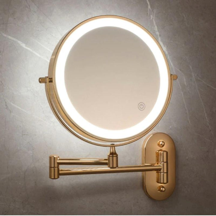 Badspiegel mit Beleuchtung | Goldener LED Schminkspiegel Wandmontage