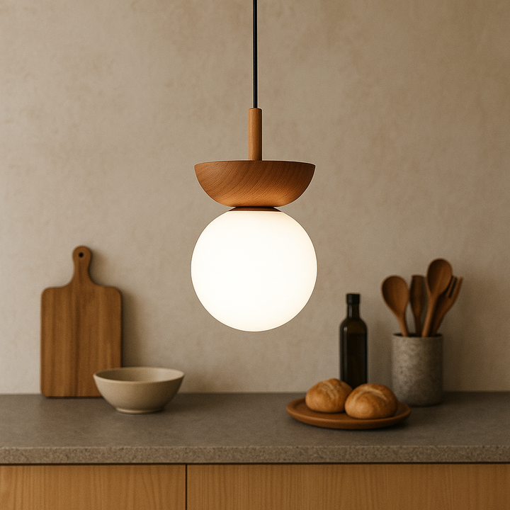 Japandi Pendelleuchte | Minimalistisches Design Mit Holzakzent