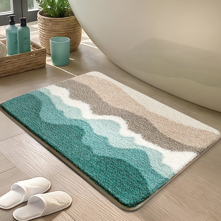 Bad Teppich | Fluffy Badematte mit Strandmuster