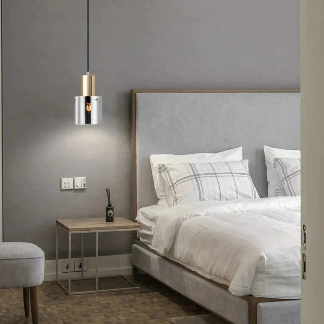Deckenlampe Wohnzimmer mit Rauchglas & Kupferakzenten