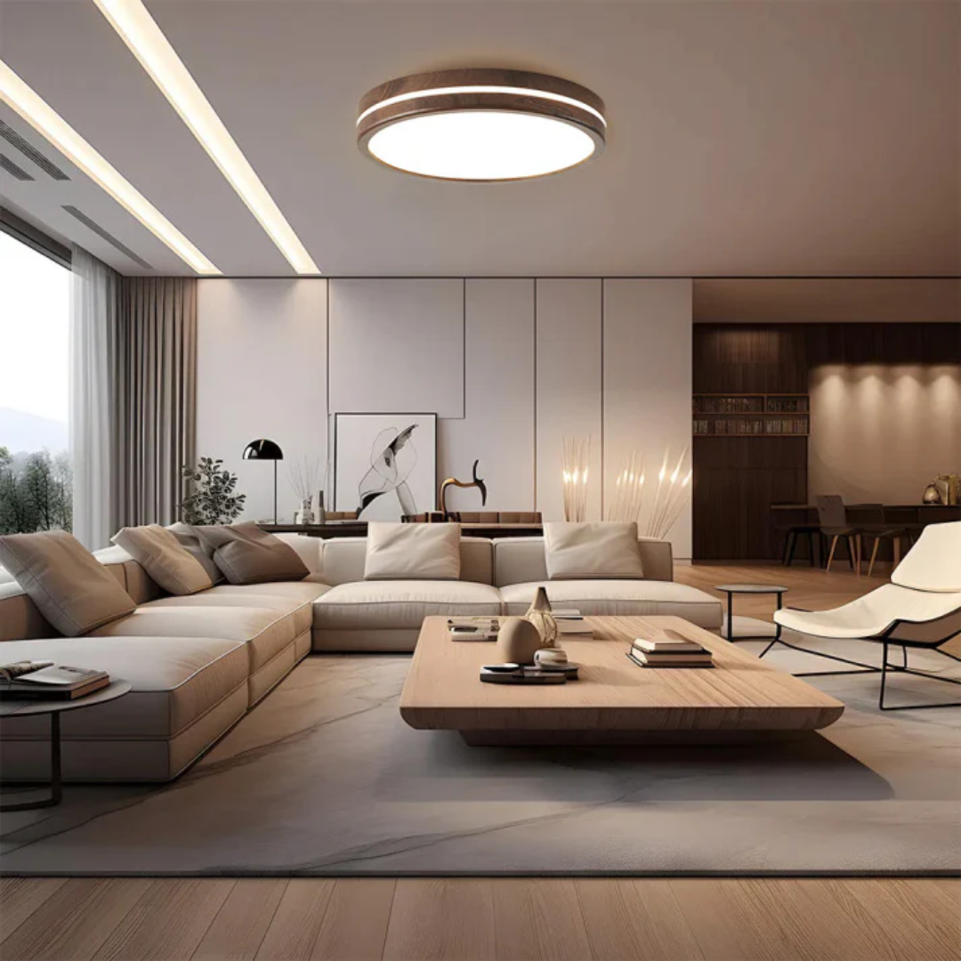 LED Deckenleuchte aus Holz & Acryl