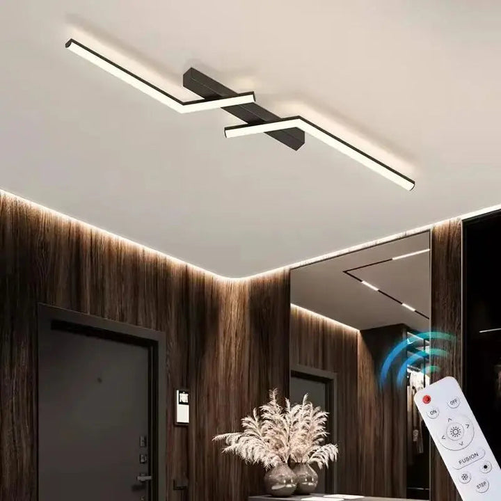 Minimalistische LED-Deckenleuchte Wohnzimmer – Modern in Schwarz & Gold
