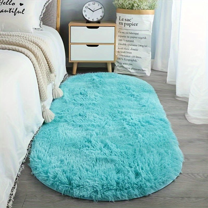 Teppich Wohnzimmer | Luxuriöser Hellblauer Ovaler