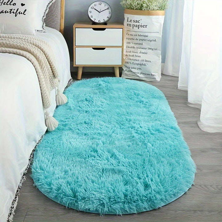 Teppich Wohnzimmer | Luxuriöser Hellblauer Ovaler