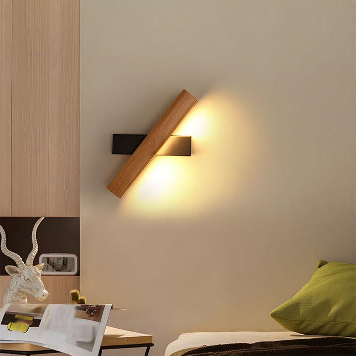 Retro Leselampe Holz | Drehbare LED Wandleuchte Schlafzimmer
