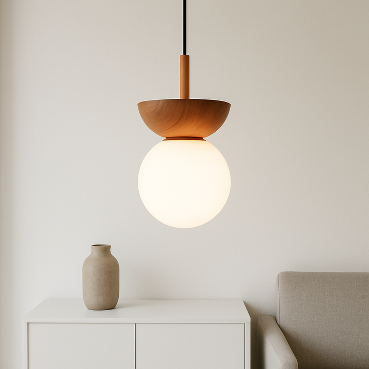 Japandi Pendelleuchte | Minimalistisches Design Mit Holzakzent