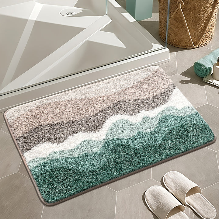Bad Teppich | Fluffy Badematte mit Strandmuster