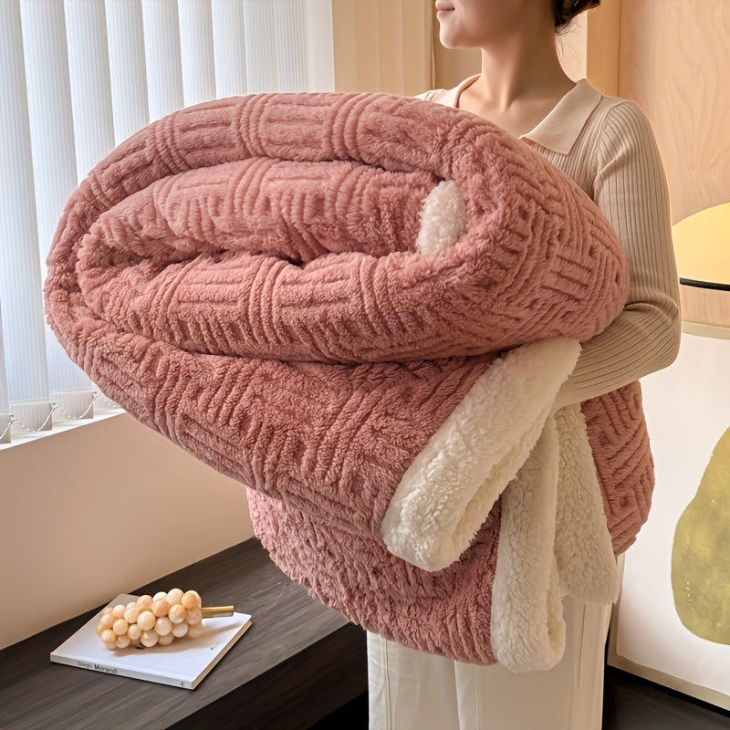 Bettdecke Zeitgenössische Bestrickte Jacquard Sherpa