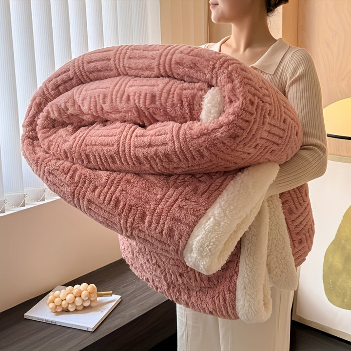 Bettdecke Zeitgenössische Bestrickte Jacquard Sherpa
