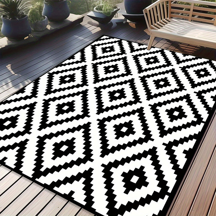 Outdoor Teppich | Moderner Schwarz-Weiß