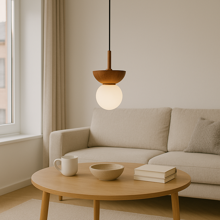 Japandi Pendelleuchte | Minimalistisches Design Mit Holzakzent