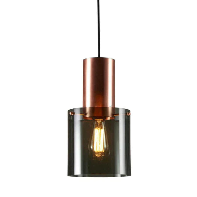 Deckenlampe Wohnzimmer mit Rauchglas & Kupferakzenten