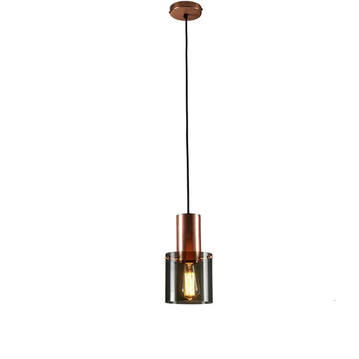 Deckenlampe Wohnzimmer mit Rauchglas & Kupferakzenten
