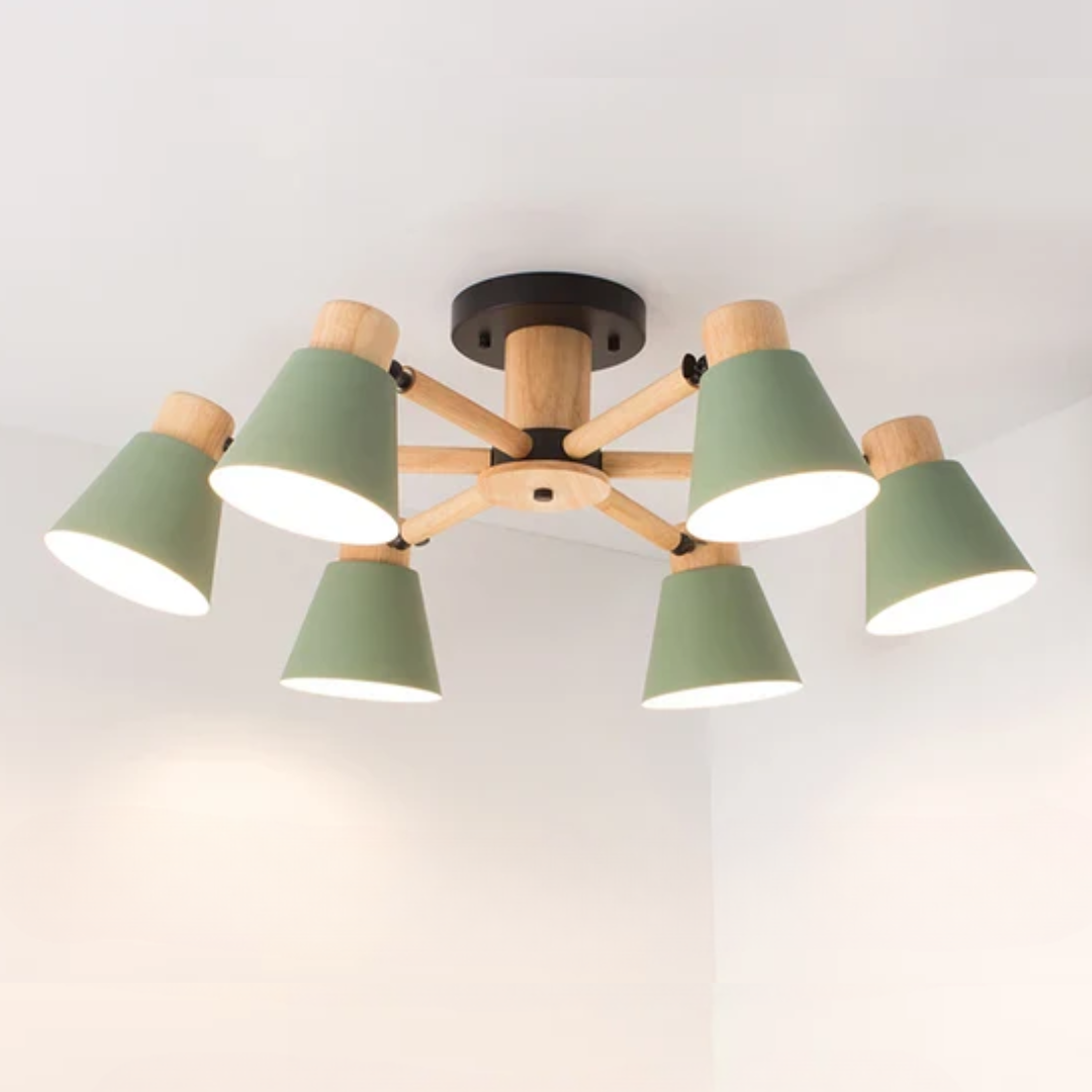 LED Deckenleuchte mit Holzrahmen