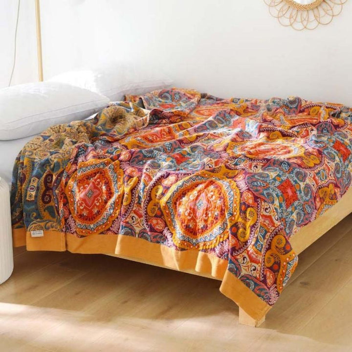 Wendbare Decke im Boho-Stil | Dekoratives Sunrise Muster