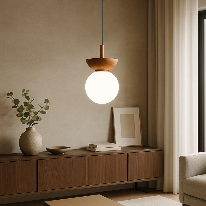 Japandi Pendelleuchte | Minimalistisches Design Mit Holzakzent