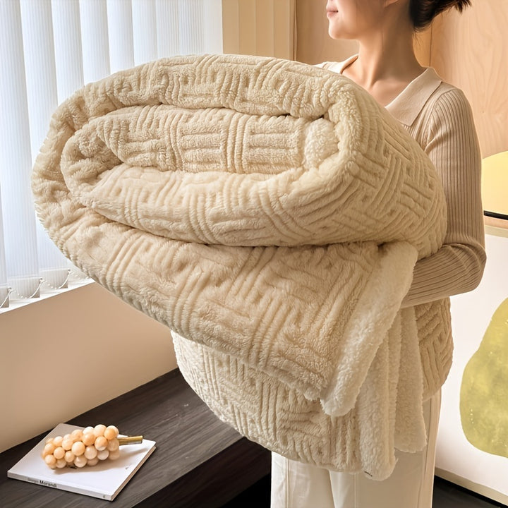 Bettdecke Zeitgenössische Bestrickte Jacquard Sherpa