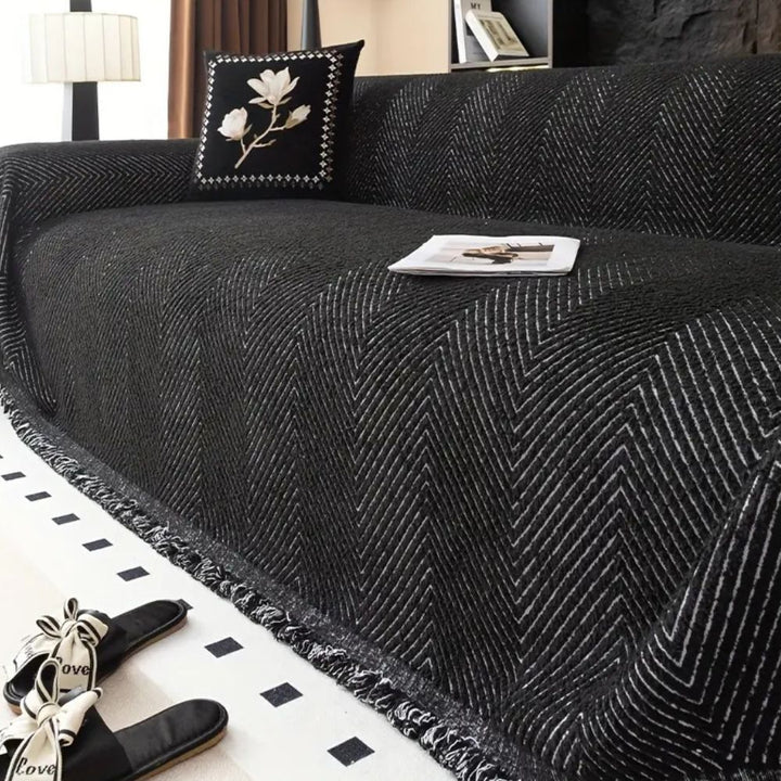 Sofaüberwurf mit Streifen | Fischgrät-Design
