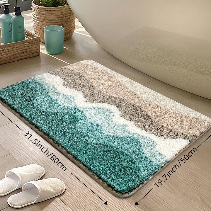 Bad Teppich | Fluffy Badematte mit Strandmuster