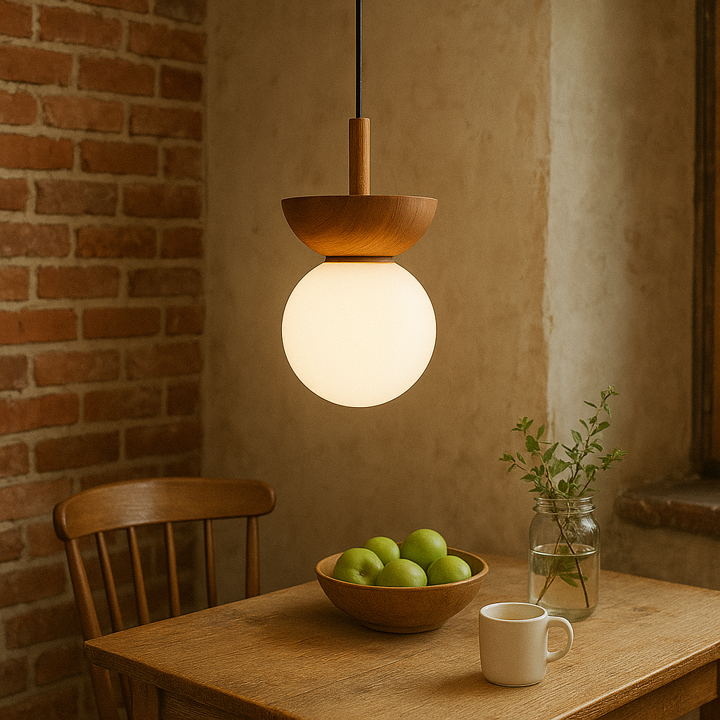 Japandi Pendelleuchte | Minimalistisches Design Mit Holzakzent