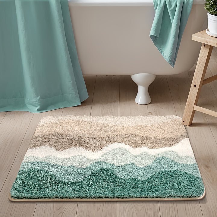 Bad Teppich | Fluffy Badematte mit Strandmuster