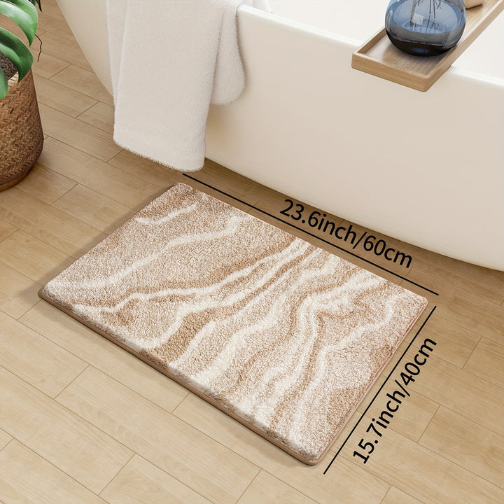 Bad Teppich | Fluffy Badematte Marmor Muster