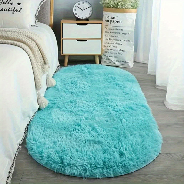 Teppich Wohnzimmer | Luxuriöser Hellblauer Ovaler