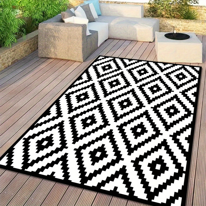 Outdoor Teppich | Moderner Schwarz-Weiß