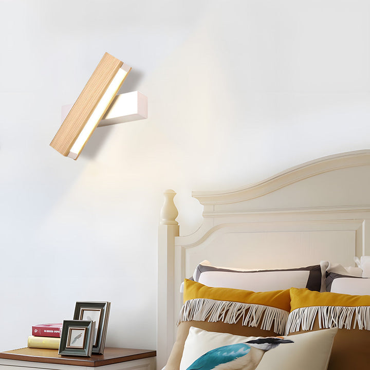 Retro Leselampe Holz | Drehbare LED Wandleuchte Schlafzimmer