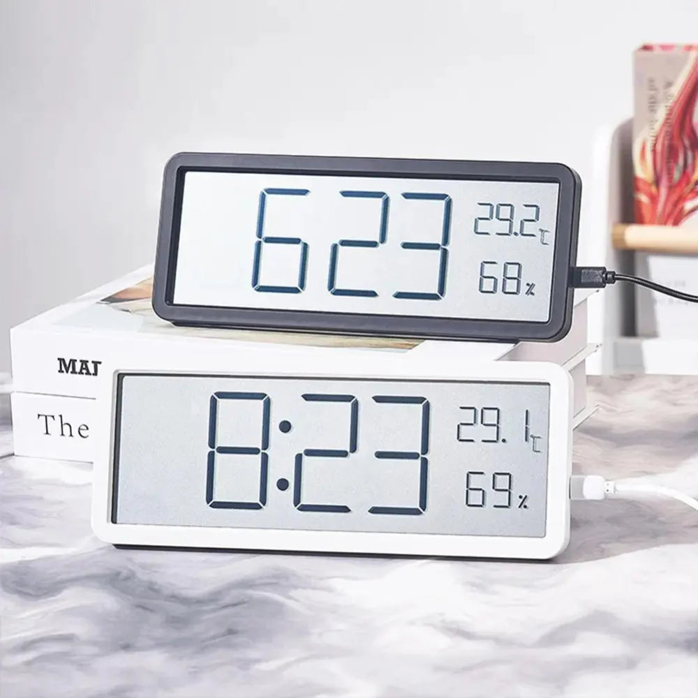 Digitale LED-Wanduhr mit Temperatur- & Feuchtigkeitssensor