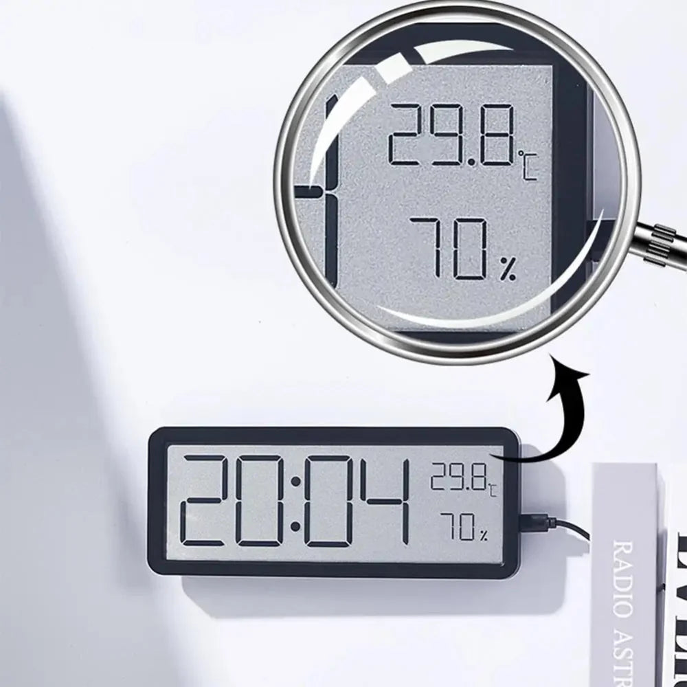 Digitale LED-Wanduhr mit Temperatur- & Feuchtigkeitssensor
