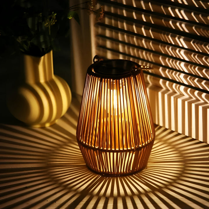 Solar Laterne Garten aus Rattan | Hängend mit Bambus Optik