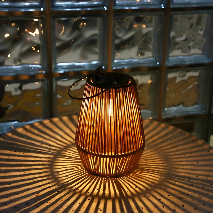 Solar Laterne Garten aus Rattan | Hängend mit Bambus Optik