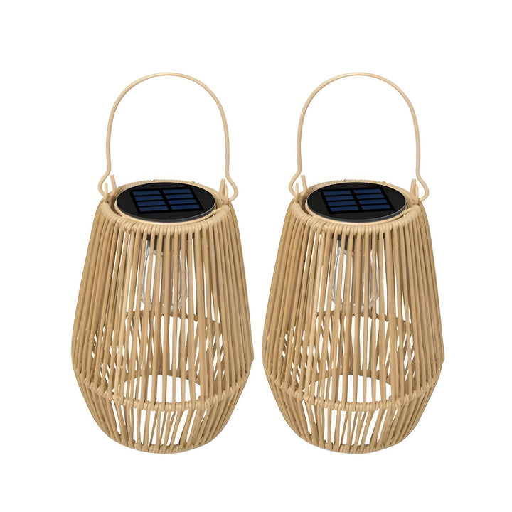 Solar Laterne Garten aus Rattan | Hängend mit Bambus Optik